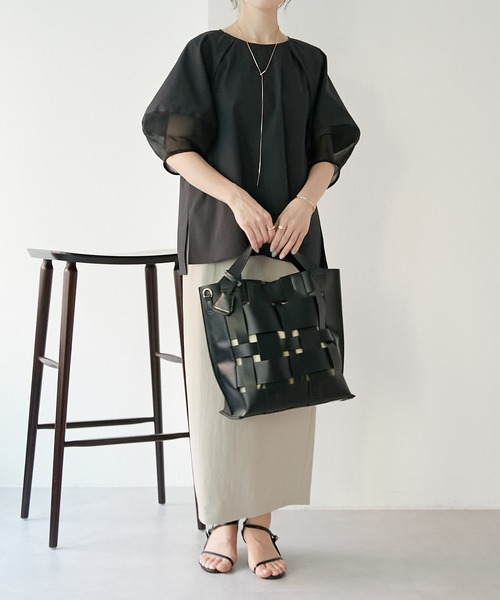 PAPILLONNER（パピヨネ）の「ランダムメッシュトート/PAPILLONNER/パピヨネ（トートバッグ・レディース・ブラック/グレイッシュベージュ・FREE）」の11枚目の写真