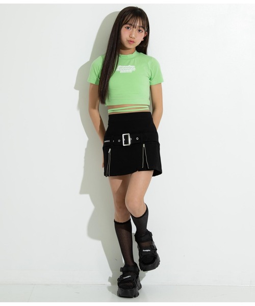 ANAP GｉRL（アナップガール）の「R+SデザインスピンドルミニトップスTシャツ（Tシャツ/カットソー・キッズ・イエロー×グリーン/ブラック・XS/M/S）」の10枚目の写真