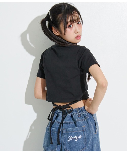ANAP GｉRL（アナップガール）の「R+SデザインスピンドルミニトップスTシャツ（Tシャツ/カットソー・キッズ・イエロー×グリーン/ブラック・XS/M/S）」の18枚目の写真