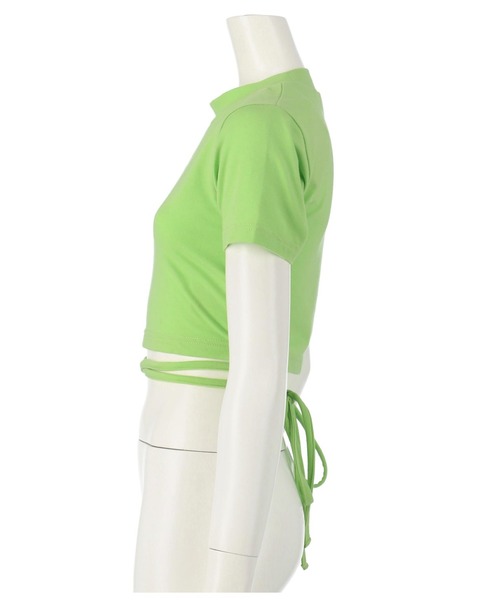 ANAP GｉRL（アナップガール）の「R+SデザインスピンドルミニトップスTシャツ（Tシャツ/カットソー・キッズ・イエロー×グリーン/ブラック・XS/M/S）」の4枚目の写真