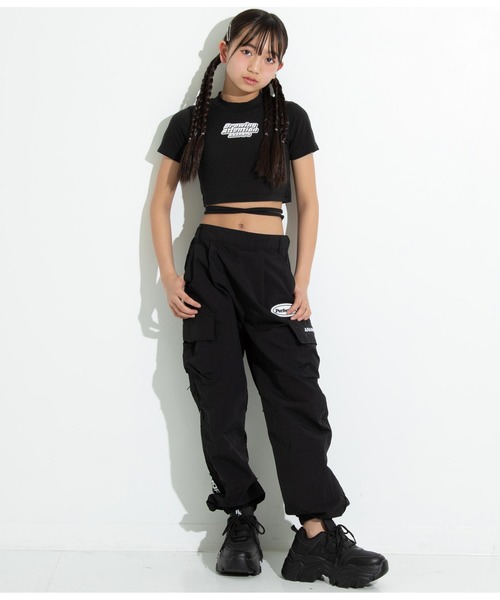 ANAP GｉRL（アナップガール）の「R+SデザインスピンドルミニトップスTシャツ（Tシャツ/カットソー・キッズ・イエロー×グリーン/ブラック・XS/M/S）」の3枚目の写真