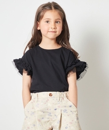 a.v.v（アーヴェヴェ）の「[160]フリルスリーブＴシャツ（Tシャツ/カットソー・キッズ）」