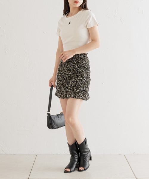 Chico(チコ)の「ウエストリボンロゴ刺繍チビT(Tシャツ/カットソー・レディース・ホワイト/ブラック/ピンク/ホワイト系その他2/ブラウン・FREE)」の20枚目の写真