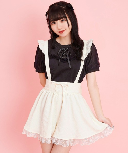 セール】ハートチュールヨークカットソートップス（Tシャツ