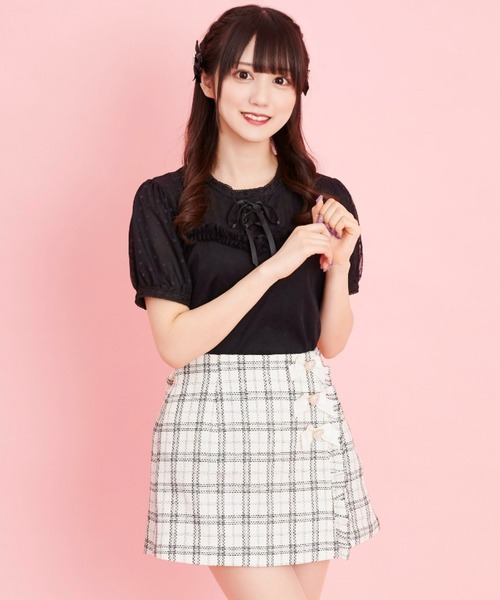 セール】ハートチュールヨークカットソートップス（Tシャツ