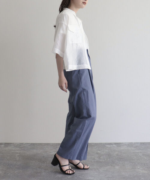 fredy emue（フレディエミュ）の「半袖シアーシャツブルゾン（シャツ/ブラウス・レディース・オフホワイト/チャコールグレー/ブルー系その他・38）」の7枚目の写真