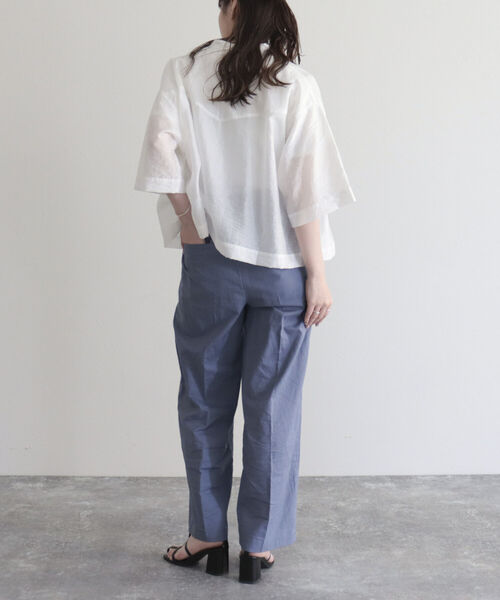 fredy emue（フレディエミュ）の「半袖シアーシャツブルゾン（シャツ/ブラウス・レディース・オフホワイト/チャコールグレー/ブルー系その他・38）」の8枚目の写真