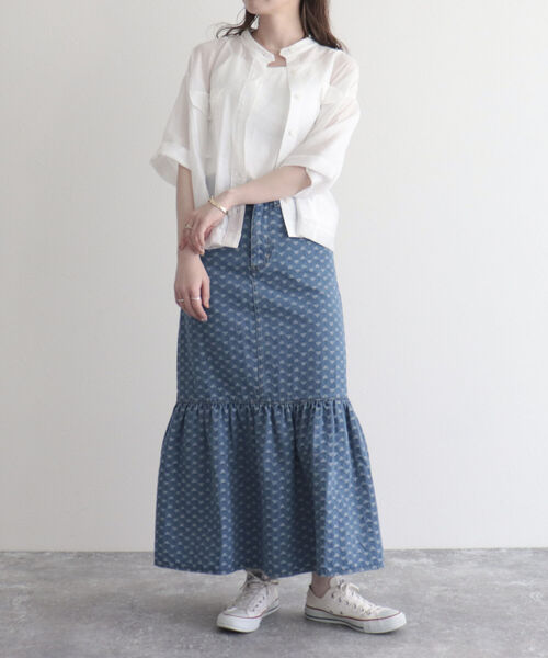 fredy emue（フレディエミュ）の「半袖シアーシャツブルゾン（シャツ/ブラウス・レディース・オフホワイト/チャコールグレー/ブルー系その他・38）」の14枚目の写真