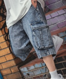 improves | ケミカルウオッシュ ワイド カーゴショートパン(デニムパンツ)