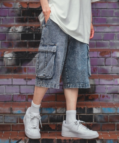 improves(インプローブス)の「ケミカルウオッシュ ワイド カーゴショートパン(デニムパンツ・メンズ・ネイビー/ブラック・MEDIUM/LARGE)」の11枚目の写真