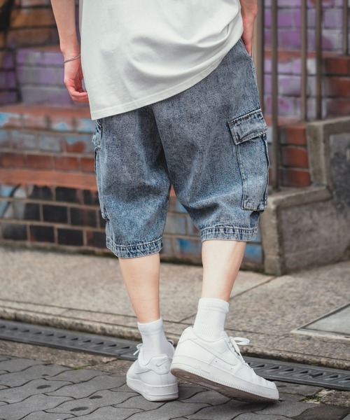 improves(インプローブス)の「ケミカルウオッシュ ワイド カーゴショートパン(デニムパンツ・メンズ・ネイビー/ブラック・MEDIUM/LARGE)」の13枚目の写真