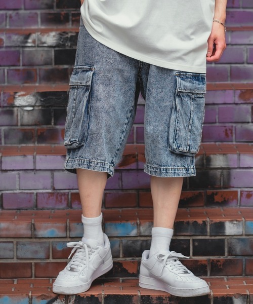 improves(インプローブス)の「ケミカルウオッシュ ワイド カーゴショートパン(デニムパンツ・メンズ・ネイビー/ブラック・MEDIUM/LARGE)」の14枚目の写真