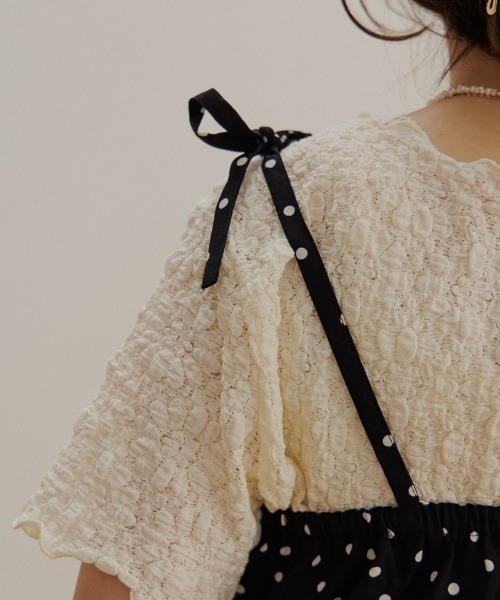 flower(フラワー)の「リボンドットロンパース(つなぎ/オールインワン・レディース・イエロー/ブラック・FREE)」の8枚目の写真