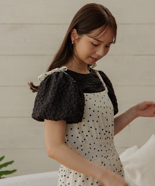 flower(フラワー)の「リボンドットロンパース(つなぎ/オールインワン・レディース・イエロー/ブラック・FREE)」の14枚目の写真