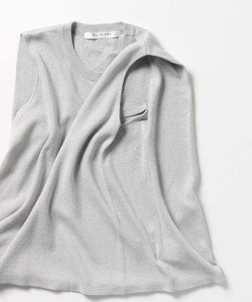 Ray BEAMS（レイビームス）の「Ray BEAMS / サイド タック ノースリーブ プルオーバー（ニット/セーター・レディース・オフホワイト/ライトグレー/ネイビー・ONE SIZE）」の6枚目の写真