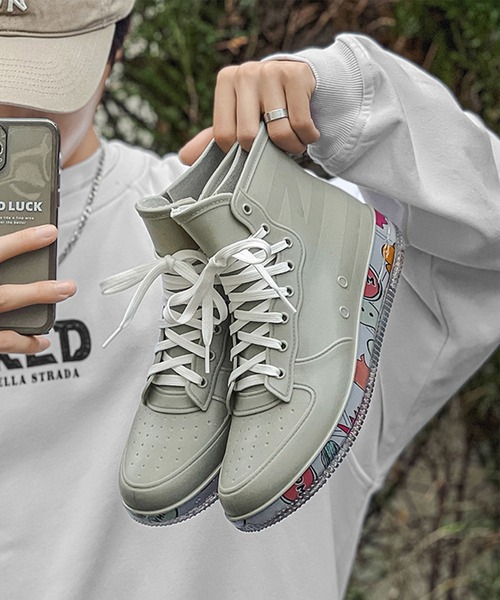 aimoha(アイモハ)の「aimoha menレースアップレインブーツ(レインシューズ・メンズ・ブラック/グレー/ホワイト・24.5cm/25.0cm/25.5cm/26.0cm/26.5cm/27.0cm/23.0cm/24.0cm/23.5cm)」の7枚目の写真