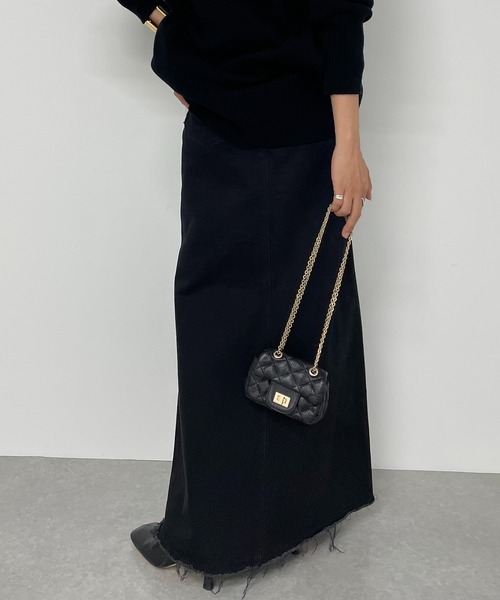 LOUNGEDRESS（ラウンジドレス）の「【YANUK/ヤヌーク】マキシAラインスカート ブラック（デニムスカート・レディース・ブラック・X-SMALL/SMALL/MEDIUM）」の5枚目の写真