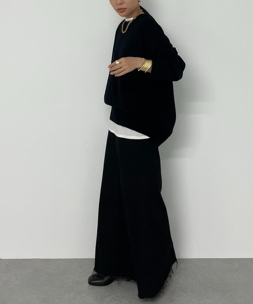 LOUNGEDRESS（ラウンジドレス）の「【YANUK/ヤヌーク】マキシAラインスカート ブラック（デニムスカート・レディース・ブラック・X-SMALL/SMALL/MEDIUM）」の7枚目の写真