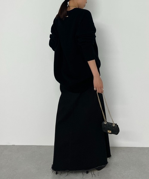 LOUNGEDRESS（ラウンジドレス）の「【YANUK/ヤヌーク】マキシAラインスカート ブラック（デニムスカート・レディース・ブラック・X-SMALL/SMALL/MEDIUM）」の8枚目の写真