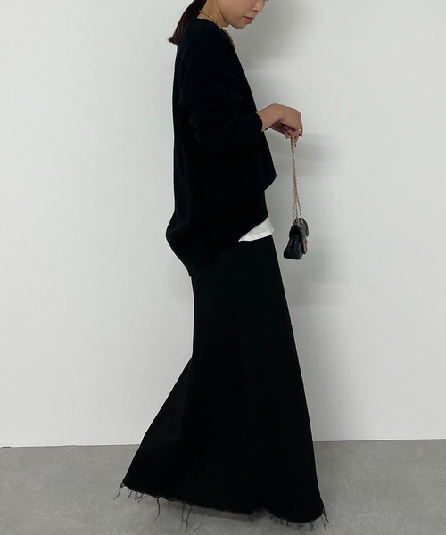 LOUNGEDRESS（ラウンジドレス）の「【YANUK/ヤヌーク】マキシAラインスカート ブラック（デニムスカート・レディース・ブラック・X-SMALL/SMALL/MEDIUM）」の9枚目の写真