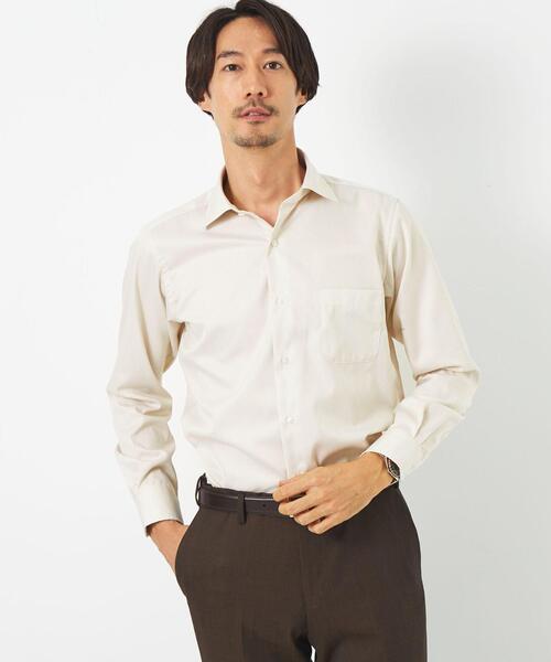 green label relaxing（グリーンレーベルリラクシング）の「コットン ナローストライプ スリム ショートワイドカラー ドレスシャツ -イージーアイロン-（ビジネスシャツ・メンズ・ライラック/ライム/ベージュ/ネイビー/ライトグレー・38cm/39cm/41cm/42cm/43cm/40cm/37cm）」の2枚目の写真