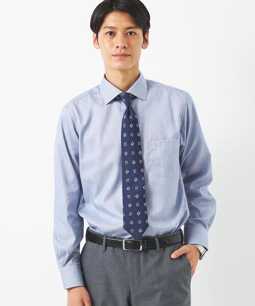 green label relaxing（グリーンレーベルリラクシング）の「コットン ナローストライプ スリム ショートワイドカラー ドレスシャツ -イージーアイロン-（ビジネスシャツ・メンズ・ライラック/ライム/ベージュ/ネイビー/ライトグレー・38cm/39cm/41cm/42cm/43cm/40cm/37cm）」の4枚目の写真