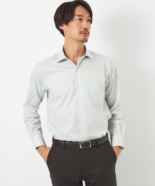 green label relaxing（グリーンレーベルリラクシング）の「コットン ナローストライプ スリム ショートワイドカラー ドレスシャツ -イージーアイロン-（ビジネスシャツ・メンズ・ライラック/ライム/ベージュ/ネイビー/ライトグレー・38cm/39cm/41cm/42cm/43cm/40cm/37cm）」の3枚目の写真