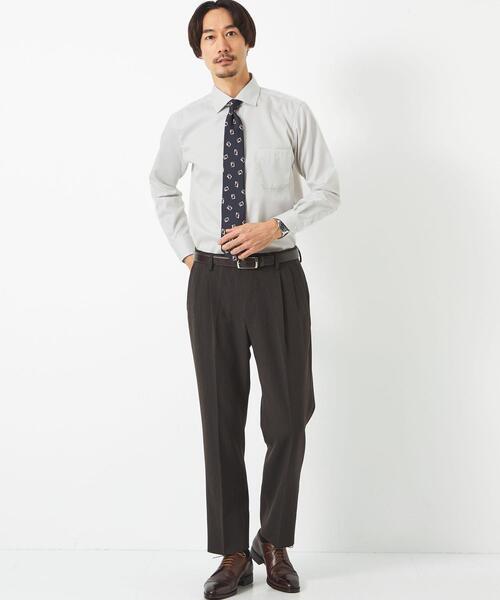 green label relaxing（グリーンレーベルリラクシング）の「コットン ナローストライプ スリム ショートワイドカラー ドレスシャツ -イージーアイロン-（ビジネスシャツ・メンズ・ライラック/ライム/ベージュ/ネイビー/ライトグレー・38cm/39cm/41cm/42cm/43cm/40cm/37cm）」の13枚目の写真