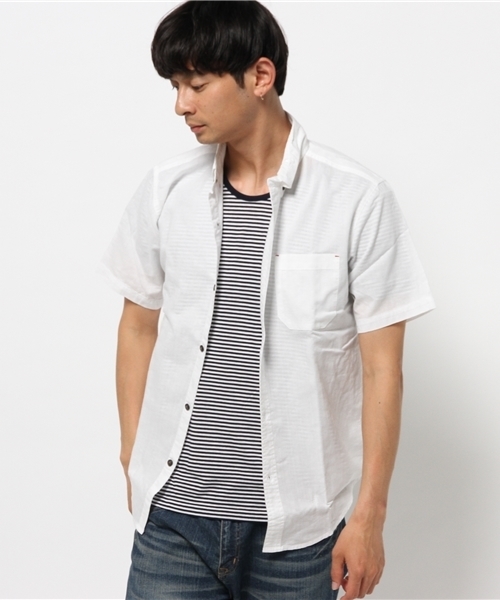 WEGO（ウィゴー）の「WEGO/綿麻アンサンブルシャツ（シャツ/ブラウス・メンズ・ターコイズブルー/ロイヤルブルー/ワイン/ライトピンク/ホワイト・MEDIUM/LARGE）」の2枚目の写真