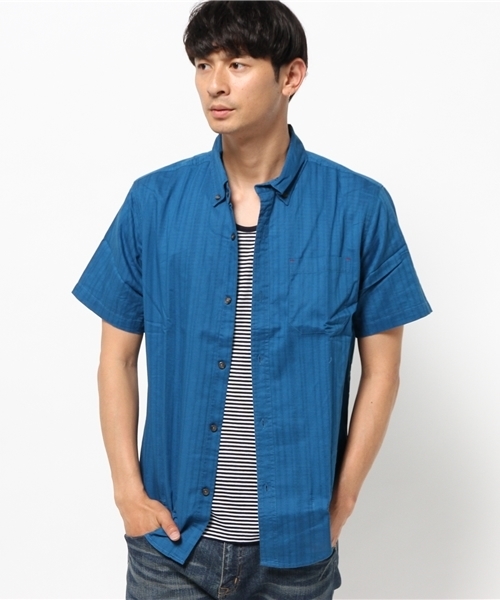 WEGO（ウィゴー）の「WEGO/綿麻アンサンブルシャツ（シャツ/ブラウス・メンズ・ターコイズブルー/ロイヤルブルー/ワイン/ライトピンク/ホワイト・MEDIUM/LARGE）」の3枚目の写真