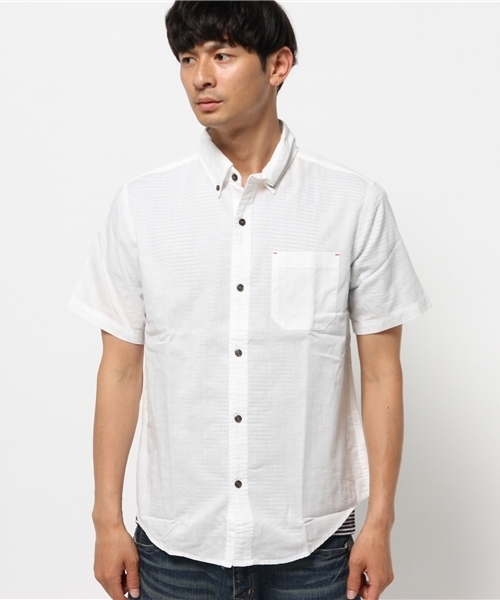 WEGO（ウィゴー）の「WEGO/綿麻アンサンブルシャツ（シャツ/ブラウス・メンズ・ターコイズブルー/ロイヤルブルー/ワイン/ライトピンク/ホワイト・MEDIUM/LARGE）」の6枚目の写真