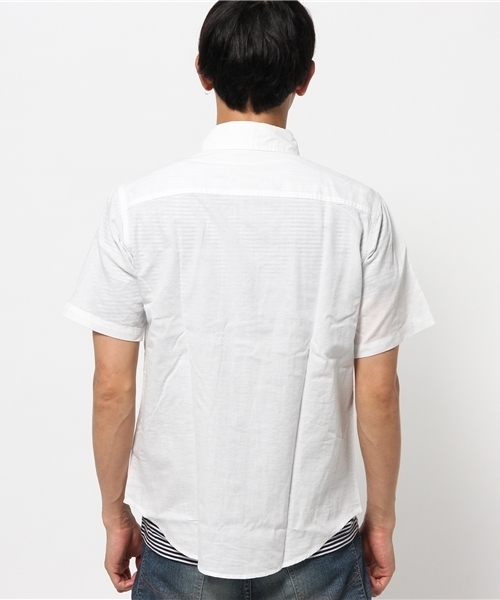 WEGO（ウィゴー）の「WEGO/綿麻アンサンブルシャツ（シャツ/ブラウス・メンズ・ターコイズブルー/ロイヤルブルー/ワイン/ライトピンク/ホワイト・MEDIUM/LARGE）」の8枚目の写真