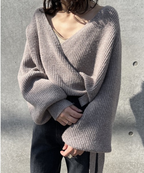 CASA FLINE（カーサフライン）の「カシュクールカーディガンセットドレス（ワンピース・レディース・チャコールグレー/ライトグレー/ベージュ/ブラウン・FREE）」の22枚目の写真