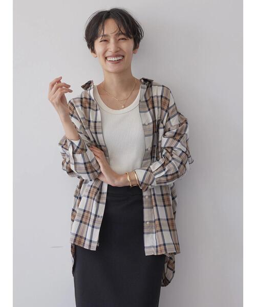 AMERICAN HOLIC（アメリカンホリック）の「イージーケアチェックシャツ（シャツ/ブラウス・レディース・レッド系その他7/ブルー系その他5/ブラック系その他3/ブラウン系その他4/ホワイト系その他7・L/M）」の10枚目の写真