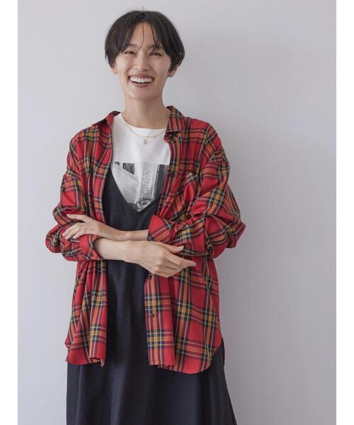 AMERICAN HOLIC（アメリカンホリック）の「イージーケアチェックシャツ（シャツ/ブラウス・レディース・レッド系その他7/ブルー系その他5/ブラック系その他3/ブラウン系その他4/ホワイト系その他7・L/M）」の13枚目の写真