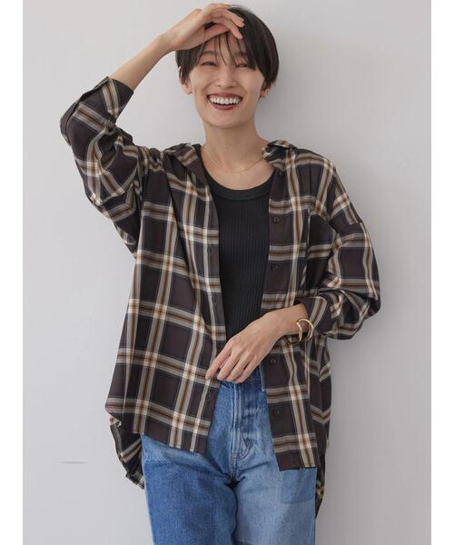 AMERICAN HOLIC（アメリカンホリック）の「イージーケアチェックシャツ（シャツ/ブラウス・レディース・レッド系その他7/ブルー系その他5/ブラック系その他3/ブラウン系その他4/ホワイト系その他7・L/M）」の17枚目の写真