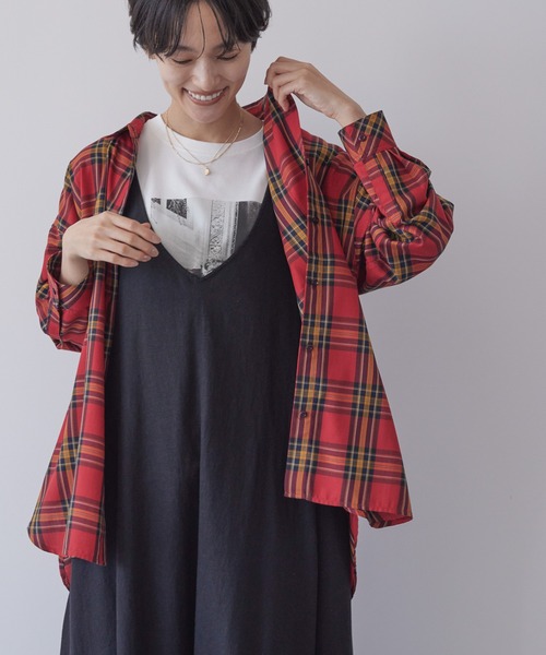 AMERICAN HOLIC（アメリカンホリック）の「イージーケアチェックシャツ（シャツ/ブラウス・レディース・レッド系その他7/ブルー系その他5/ブラック系その他3/ブラウン系その他4/ホワイト系その他7・L/M）」の5枚目の写真