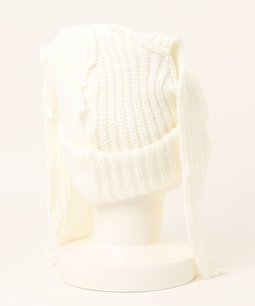 ALTROSE(アルトローズ)の「ニット帽 うさみみ Y2K ロング(ニットキャップ/ビーニー・レディース・ホワイト/ブラック・FREE)」の5枚目の写真