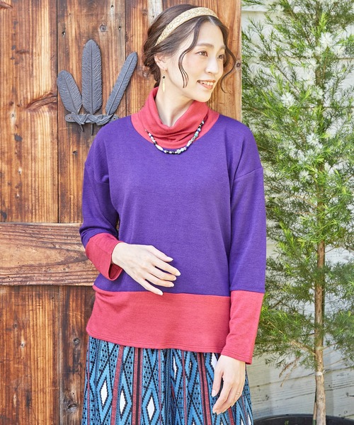 チャイハネ（チャイハネ）の「【チャイハネ】リデナータートルネックトップス（その他トップス・レディース・パープル/ブラウン/グリーン/ネイビー・FREE）」の4枚目の写真