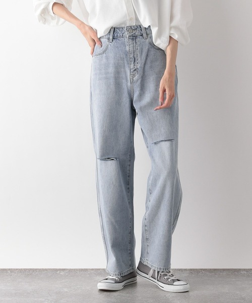 GLOBAL WORK(グローバルワーク)の「GOODデニムバギーパンツ/961097(デニムパンツ・レディース・ネイビー/ブルー/ライトブルー/ブラック/アイボリー/スカイブルー/サックスブルー/グレー・LARGE/MEDIUM/SMALL/X-SMALL)」の17枚目の写真