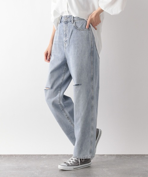 GLOBAL WORK(グローバルワーク)の「GOODデニムバギーパンツ/961097(デニムパンツ・レディース・ネイビー/ブルー/ライトブルー/ブラック/アイボリー/スカイブルー/サックスブルー/グレー・LARGE/MEDIUM/SMALL/X-SMALL)」の18枚目の写真