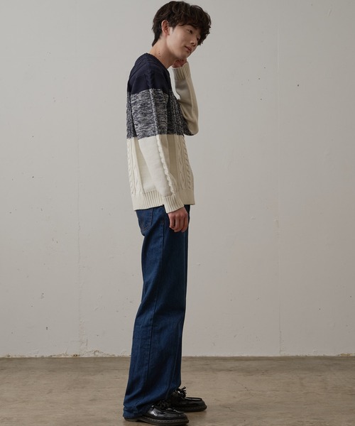 Blue Standard (ブルースタンダード)の「【BLUE STANDARD/ブルースタンダード】 軽量ウォッシャブルアランクルー アンチピリング アラン柄 イージーケア(ニット/セーター・メンズ・ブルー/ブルーグレー/ネイビー/ブラック/オフホワイト/杢グレー・X-LARGE/MEDIUM/SMALL/LARGE)」の8枚目の写真