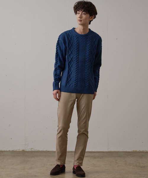 Blue Standard (ブルースタンダード)の「【BLUE STANDARD/ブルースタンダード】 軽量ウォッシャブルアランクルー アンチピリング アラン柄 イージーケア(ニット/セーター・メンズ・ブルー/ブルーグレー/ネイビー/ブラック/オフホワイト/杢グレー・X-LARGE/MEDIUM/SMALL/LARGE)」の15枚目の写真