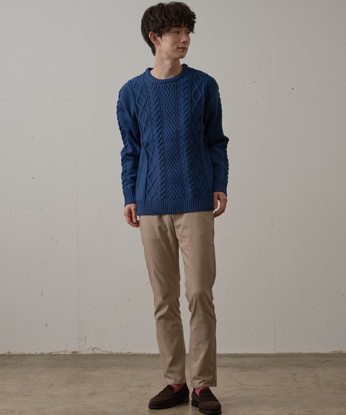 Blue Standard (ブルースタンダード)の「【BLUE STANDARD/ブルースタンダード】 軽量ウォッシャブルアランクルー アンチピリング アラン柄 イージーケア(ニット/セーター・メンズ・ブルー/ブルーグレー/ネイビー/ブラック/オフホワイト/杢グレー・X-LARGE/MEDIUM/SMALL/LARGE)」の16枚目の写真