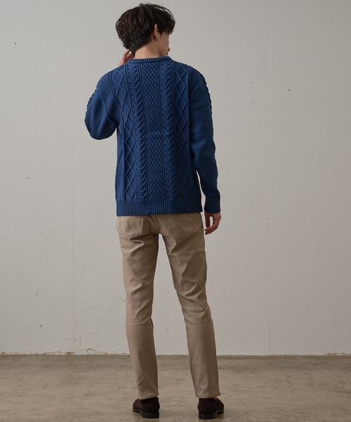 Blue Standard (ブルースタンダード)の「【BLUE STANDARD/ブルースタンダード】 軽量ウォッシャブルアランクルー アンチピリング アラン柄 イージーケア(ニット/セーター・メンズ・ブルー/ブルーグレー/ネイビー/ブラック/オフホワイト/杢グレー・X-LARGE/MEDIUM/SMALL/LARGE)」の18枚目の写真