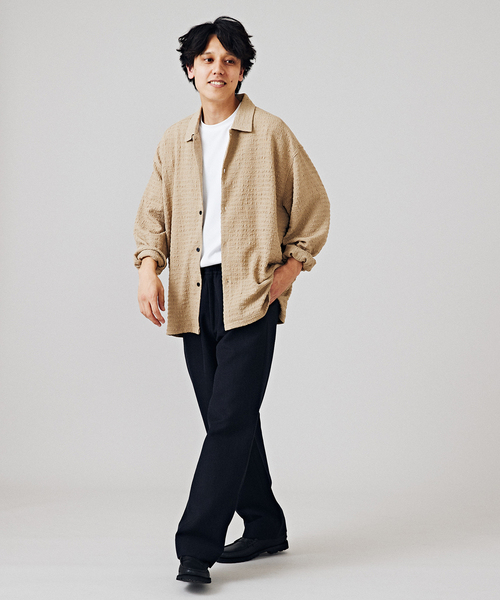 B.C STOCK（ベーセーストック）の「シャーリングレースシャツ（シャツ/ブラウス・メンズ・グレー/ベージュ/ブラック・MEDIUM/LARGE）」の22枚目の写真