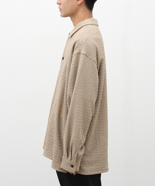 B.C STOCK（ベーセーストック）の「シャーリングレースシャツ（シャツ/ブラウス・メンズ・グレー/ベージュ/ブラック・MEDIUM/LARGE）」の19枚目の写真