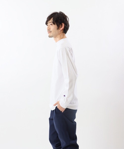 Champion（チャンピオン）の「【Champion/チャンピオン】メンズ ベーシック モックネックロングスリーブTシャツ（Tシャツ/カットソー・メンズ・チャコール/オフホワイト/ブラック/マルーン/ネイビー/オリーブ・LARGE/X-LARGE/MEDIUM/SMALL）」の7枚目の写真