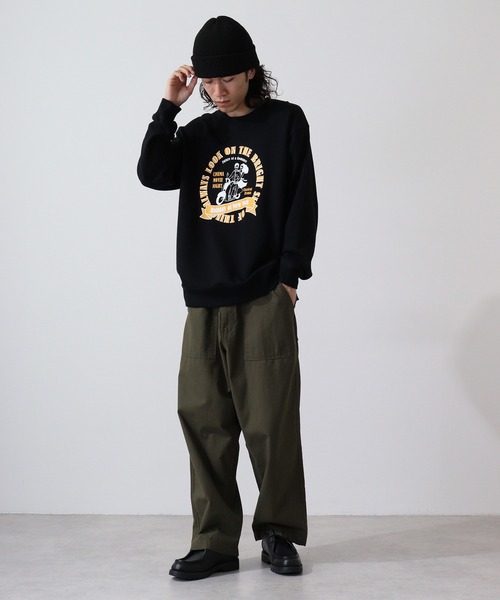 MODISH GAZE(モディシュガゼ)の「MODISH GAZE レトロデザインサークルロゴ 裏毛スウェット(スウェット・メンズ・ブラック/杢グレー/ホワイト・M/L)」の20枚目の写真