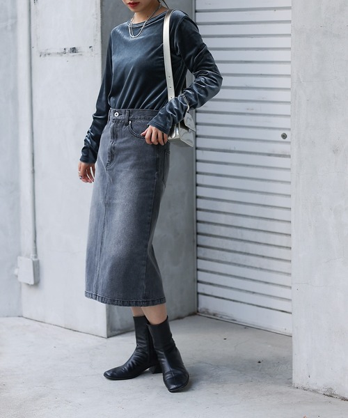 COLONY 2139（コロニートゥーワンスリーナイン）の「バックスリットミディ丈デニムスカート（デニムスカート・レディース・ブラック/サックスブルー/ブルー/ダークブルー/ライトグレー/ネイビー・SMALL/MEDIUM）」の8枚目の写真